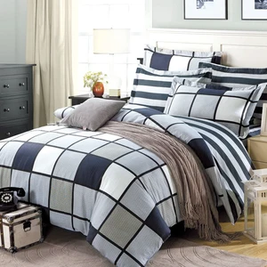 Single Double Queen King Cotton Plaid Pattern Custom Print 3pcs Duvet Cover Luxury Bedding Sets