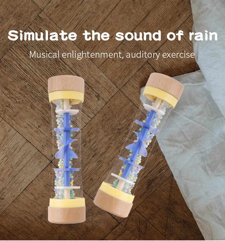 Буковая деревянная трубка для дождя с идеальным дизайном, бусины Монтессори, капли дождя, детские музыкальные игрушки для младенцев, развивающие сенсорные качели