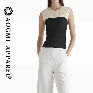 Couture Fashion Ladies Silk/Cotton Eco-Friendly Contrast Stitching off Shoulder Waist T Sleeve