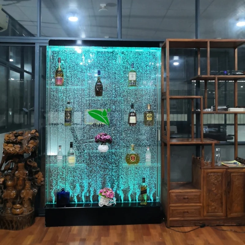 Home bar Furniture Color Changing Led Lighting Water Bubble Wall Decor Wine Display Cabinet