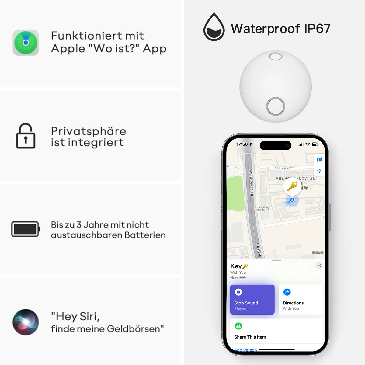 IP66 Waterproof Electric Detonator for Selfdefense Luggage Tracker Key Finder Item Locator Works with Find My Air Tracker Tags