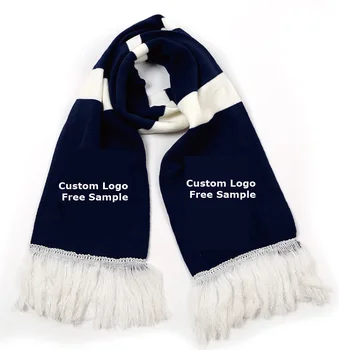 Customized Logo Jacquard Knitted Sport Club Soccer Fan Scarf