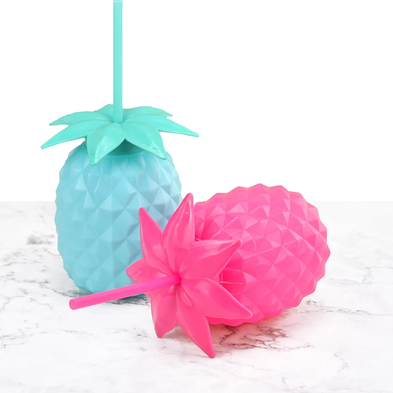 56oz 22oz Plastic Bulk Creative Drinking Colorful Pineapple Shape Mug Kawaii Tumbler Mugs with Straw