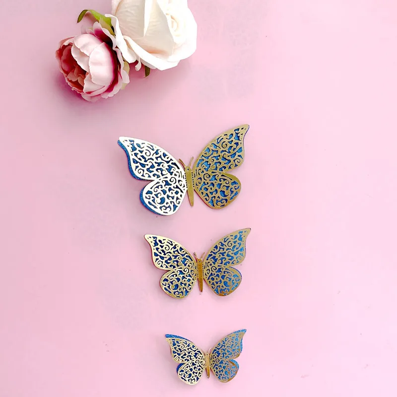 Double Layer Butterfly Cake Toppers Princess Girls Wedding Happy