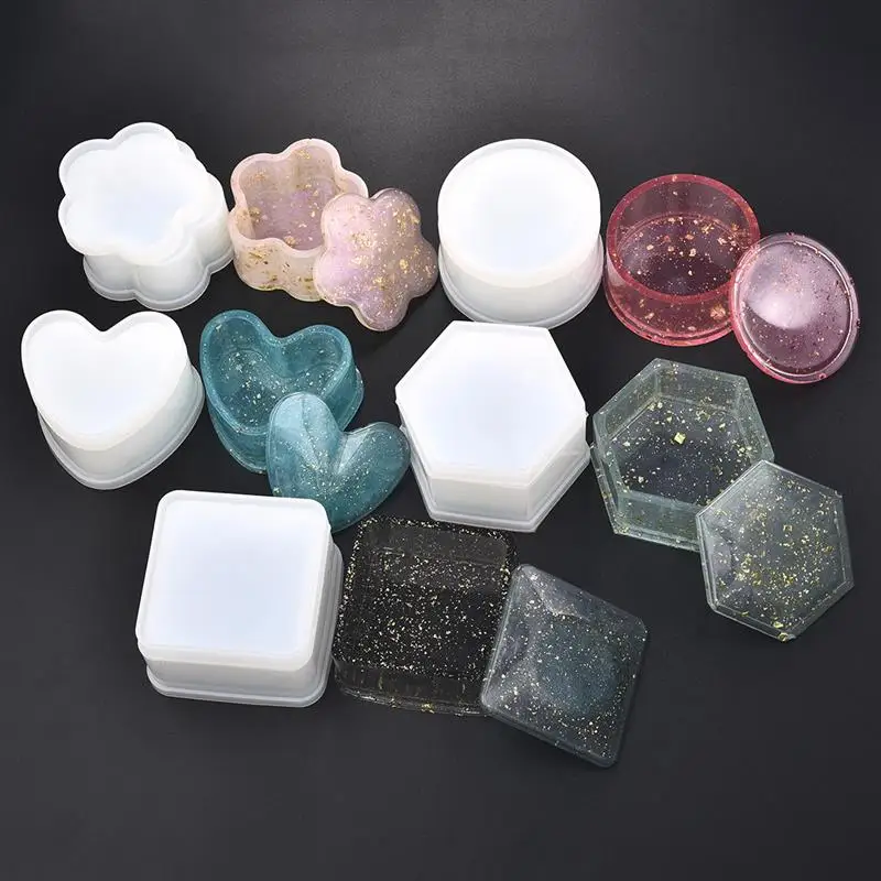 MIANQIONGFENG Resin Molds, Resin Casting Molds, Epoxy Resin Molud,Heart-Shaped Silicone Mold,Square Silicone Mold,Diamond Shaped Silicone Mold,DIY Storage Box Art