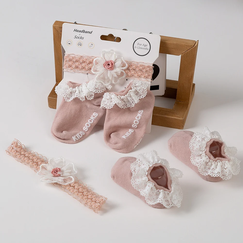 3pcs/set Lace Ruffle Baby Girl Socks With Bow New Nonslip Children's