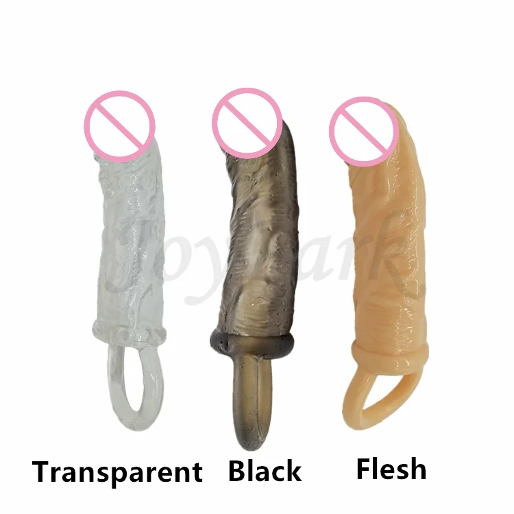 JoyPark Factory Price Delay Penis Extension Sleeve Reusable Soft Silicone Dildo Sleeves Sexy Condoms for Man