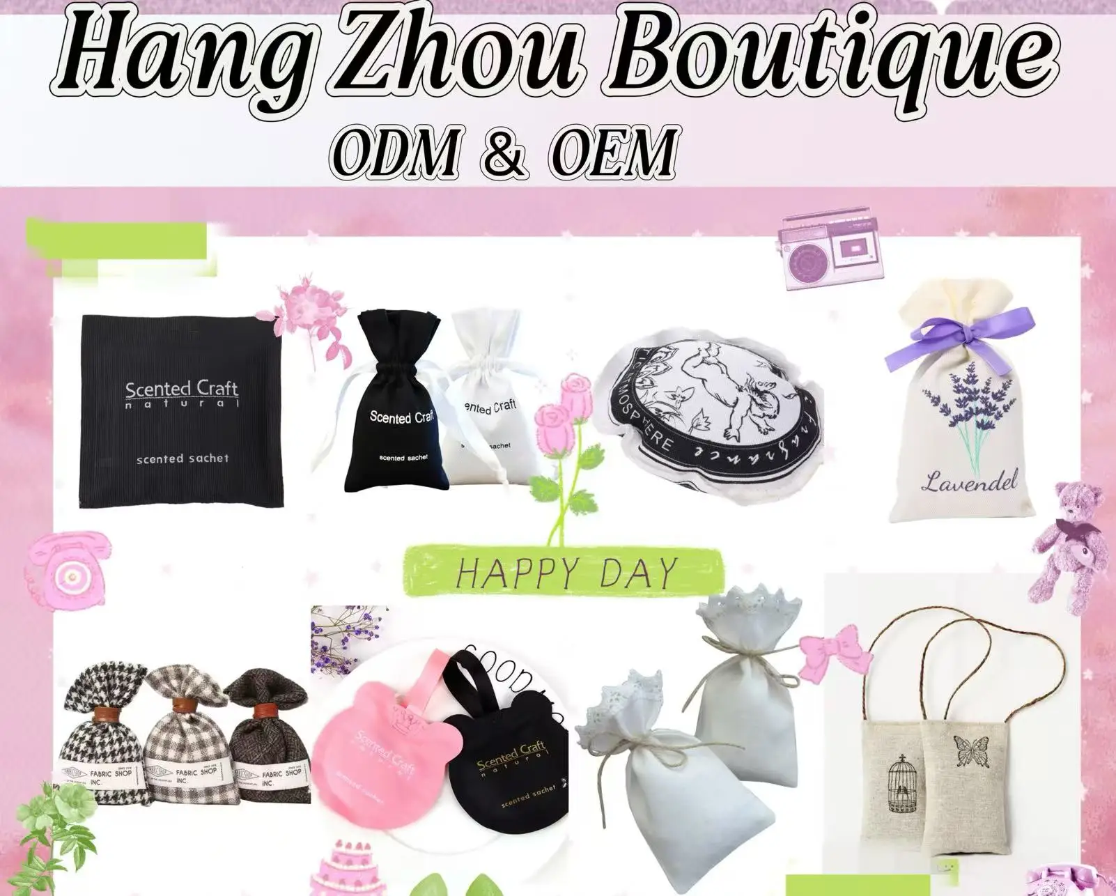 product wholesale linen scented sachet bags fragrance aroma beads scented cloth sachet premium checkered cloth orange string bag-0