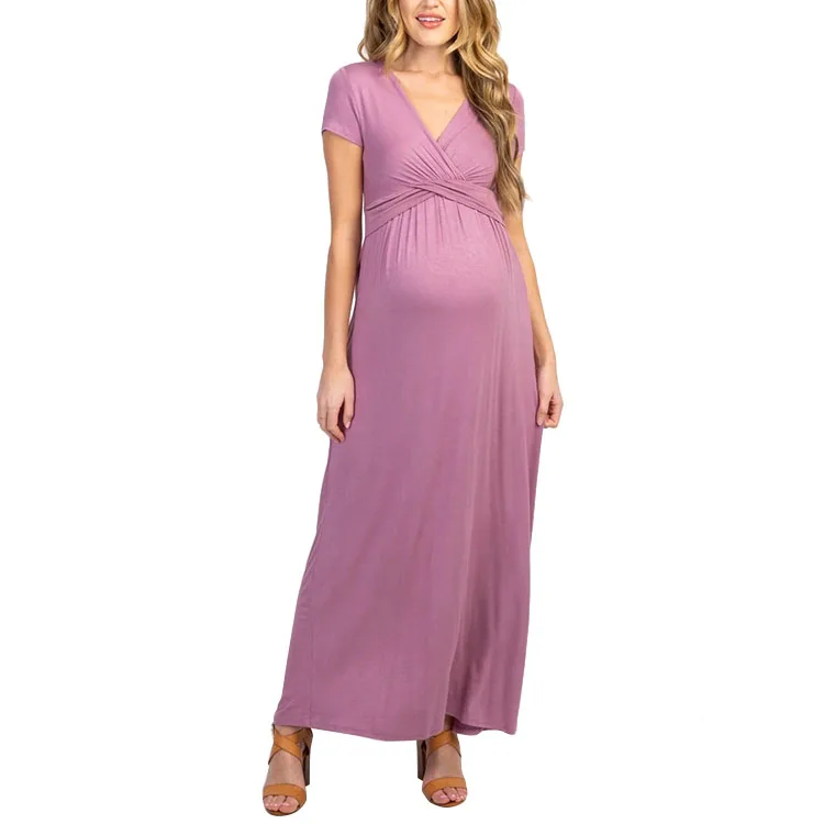 wrap bresfeeding long maxi nursing maternity dress maternity