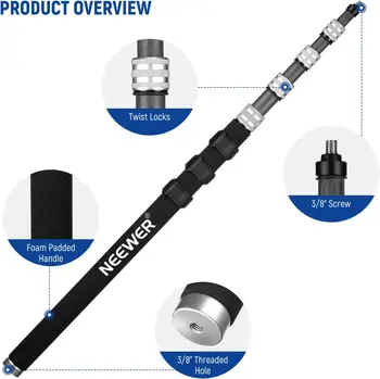 NEEWER Upgraded 300cm Telescopic Carbon Fiber Mic Microphone Boom Arm with 5 Sections product image