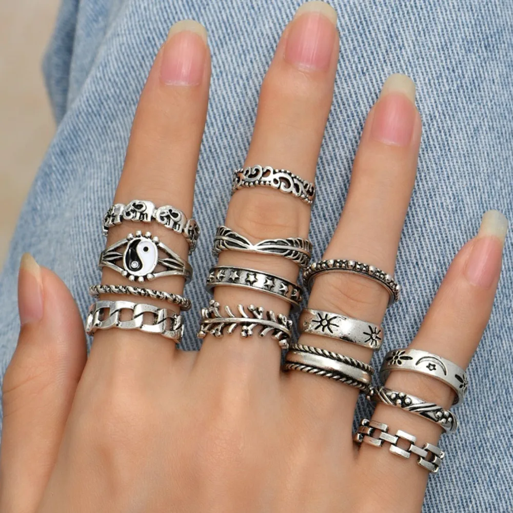 New Artificial Golden Mid Finger 5 Rings Knuckles Designer Party wear Daily  Casual Girls