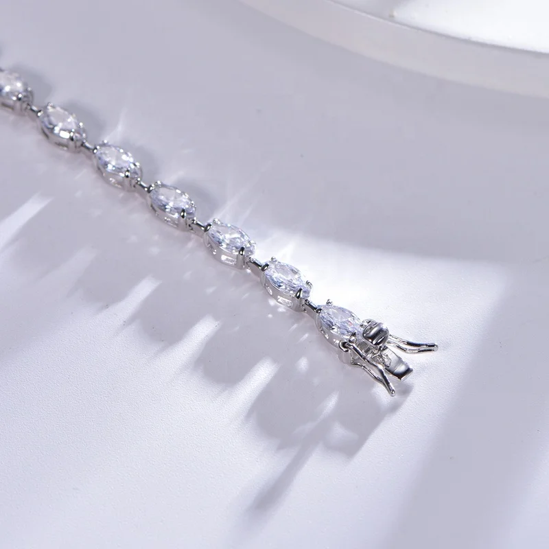 Luxury Jewelry 925 Sterling Silver Full Diamond Tennis Chain Bracelet iced out Zircon Bracelet for Women