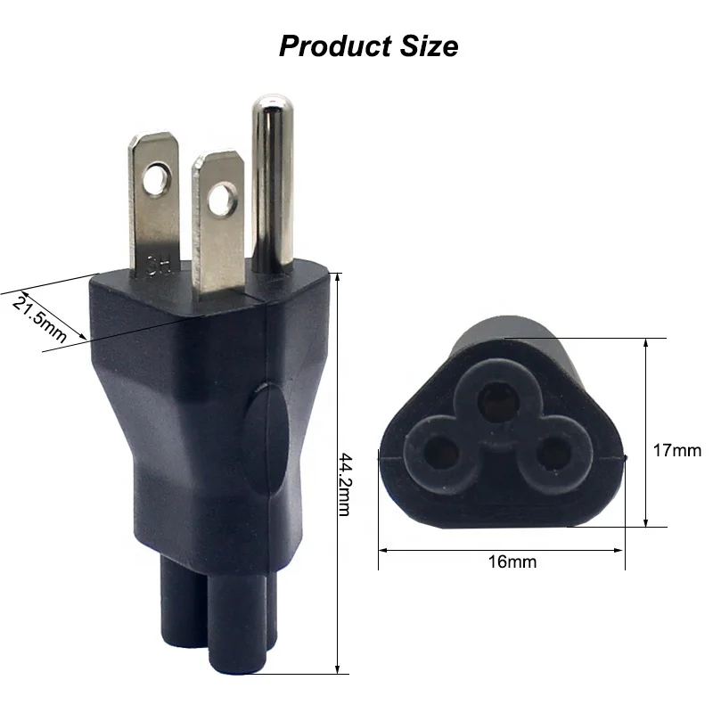 IEC 320 C6 US Male Mickey Mouse Power Adapter Industrial Plug C6 Micky 3pin Male US Socket Rated Current 10A NEMA 5-15P Plug