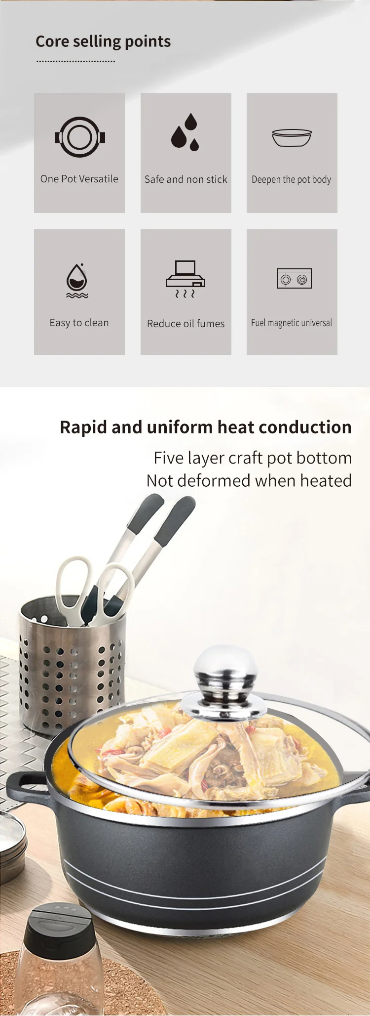 Aluminum Cooking Pot Non-stick Cookware Set Household Induction Soup ...