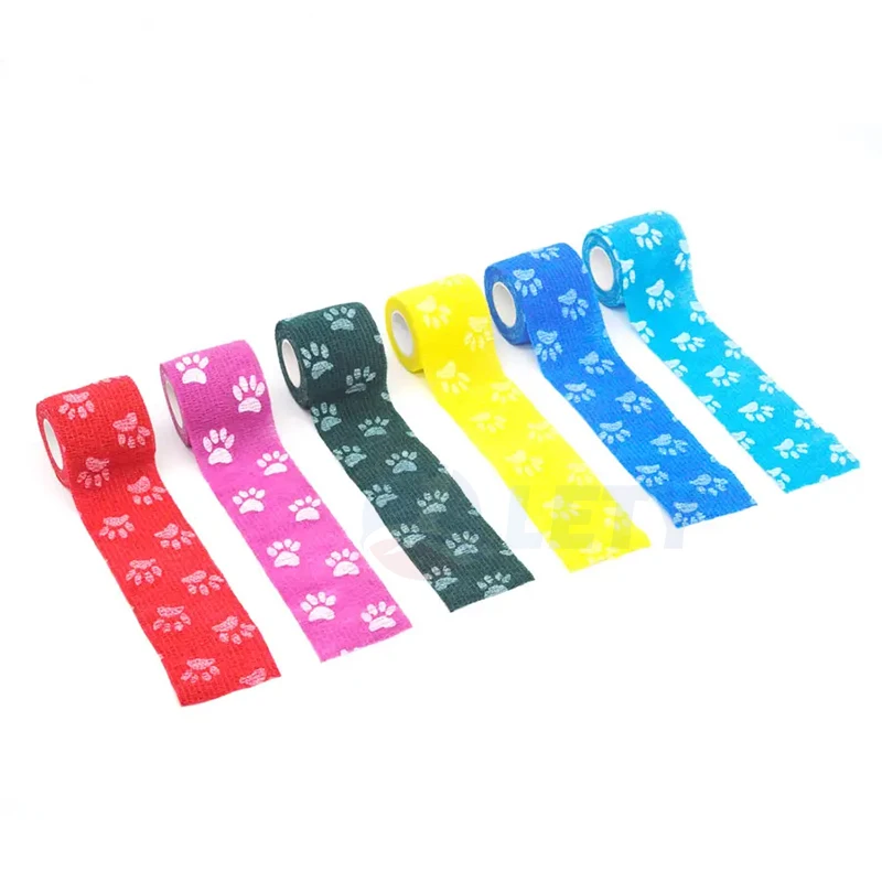 Nonwoven Sports Self Adhesive Colored Vet Wrap Waterproof Elastic Wrap