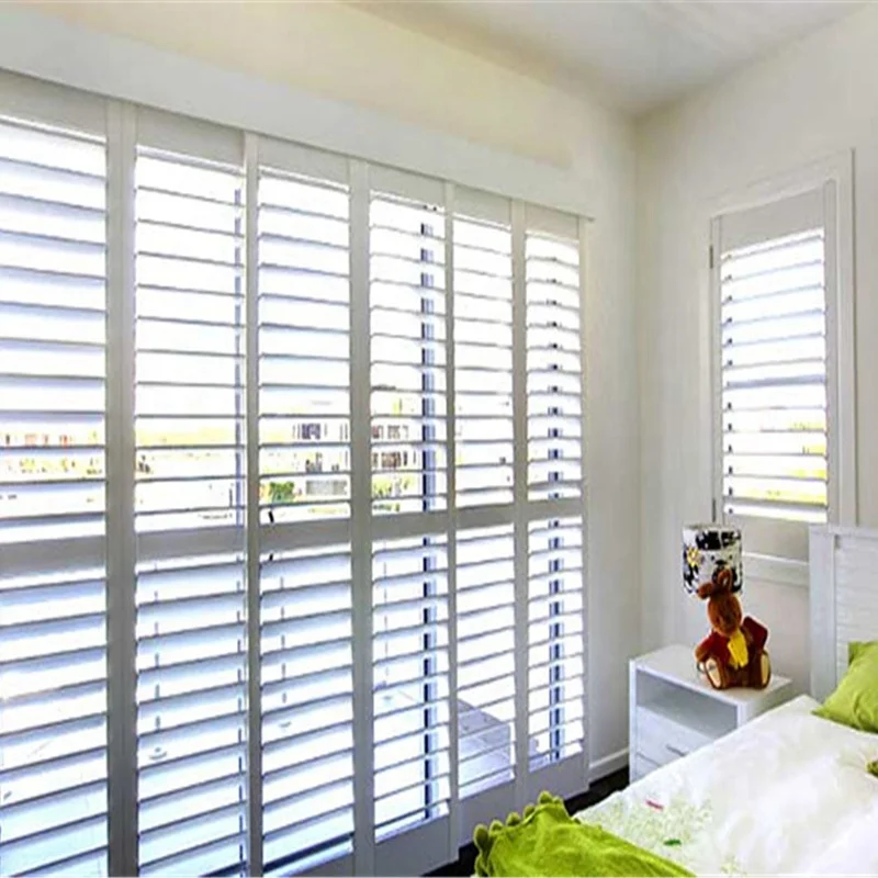 Factory Direct Custom Window Louver Plantation Shutters for Sliding Glass Doors