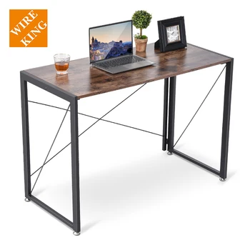 Foldable Table Study Desk Metal Frame Wood Writing Desk Standing Table ...