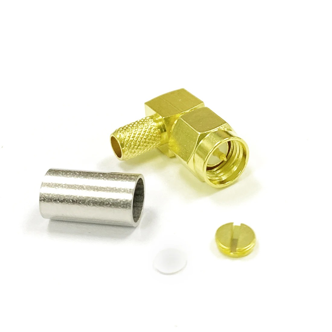 5-Pack RP-SMA Male To SMA Female Right Angle 90-Degree Adapters - Gold Plated RF Connectors