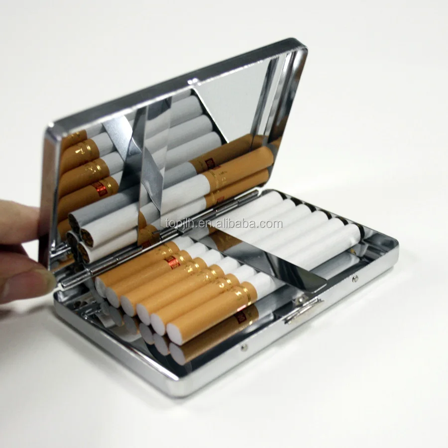 slp cigarette case TOPJLH High Quality Silver Sublimation Metal Cigarette Case BLANK CIGARETTE  BOX case Wallet Factory Supply Direct for Souvenir