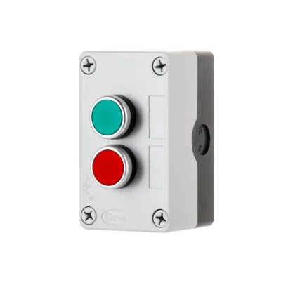 22mm 2-Hole Push Button Waterproof PC Control Box with Emergency Stop for Outdoor Use IP66 Protection Level