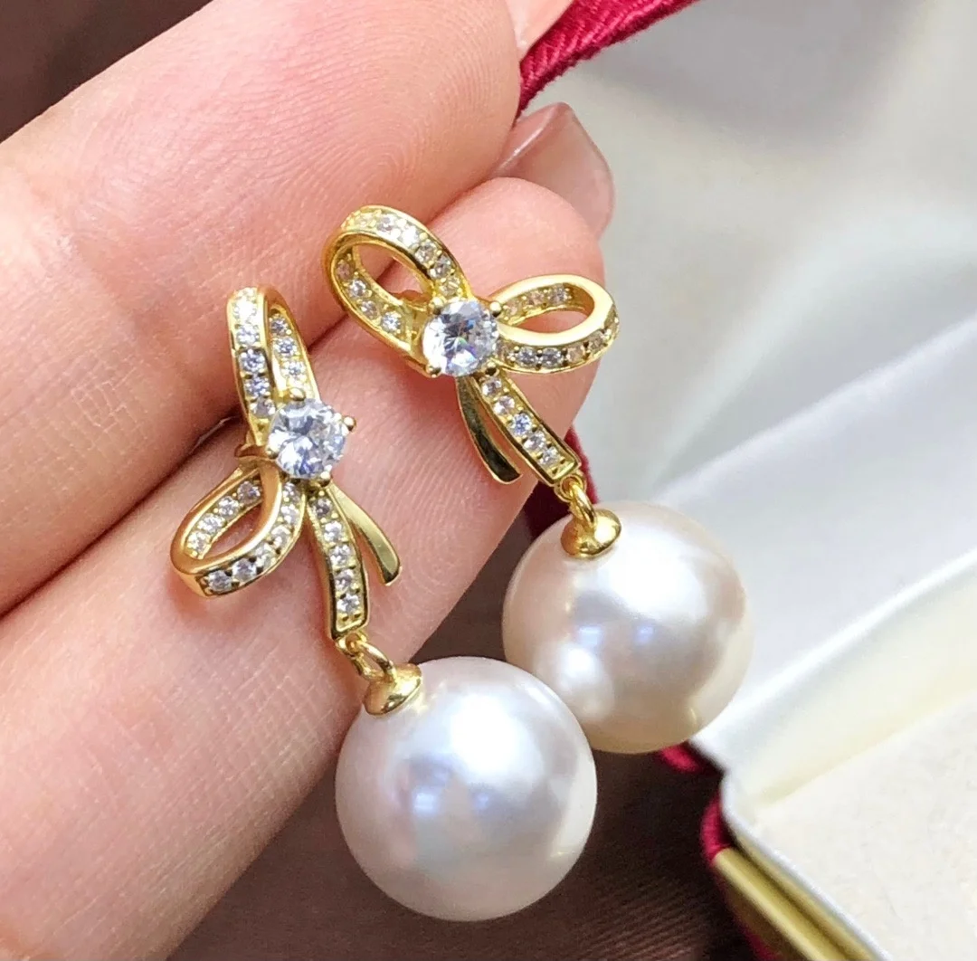 E1847 11-12mm DIY Natural Freshwater Pearl Charm Earrings Mounting