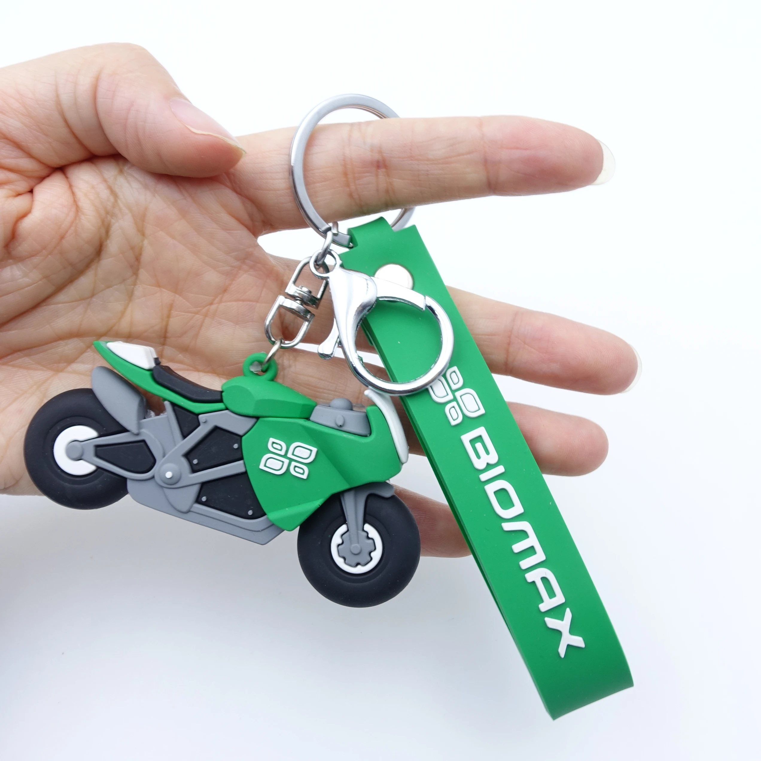 Custom Design Silicone Wristlet Keychain Non Toxic Epoxy 3D Car Motorbike Model Keychains Keyring Soft PVC Rubber Keychain