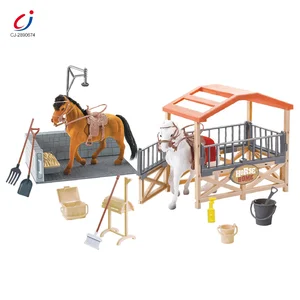 Chengji Animal Farm Toys House Horse Stable Simulation Flocking Scene Stable Realistic Horses Kids Horse Farm Toy Set for Kids