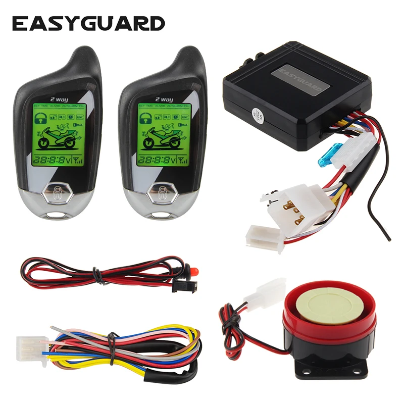 Scooter Alarm with Microwave Sensor Remote Engine Start Stop 2 Way Motorcycle Alarm System