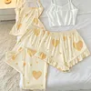 Sfondo giallo chiaro con cuori gialli-set da quattro pezzi