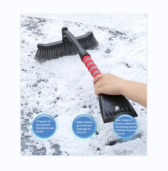 3 in1 Car Snow Ice Scraper Brush Detachable Snow Scraper with Foam Grip Pivoting PVC Brush Head for Car Windshield TM0016