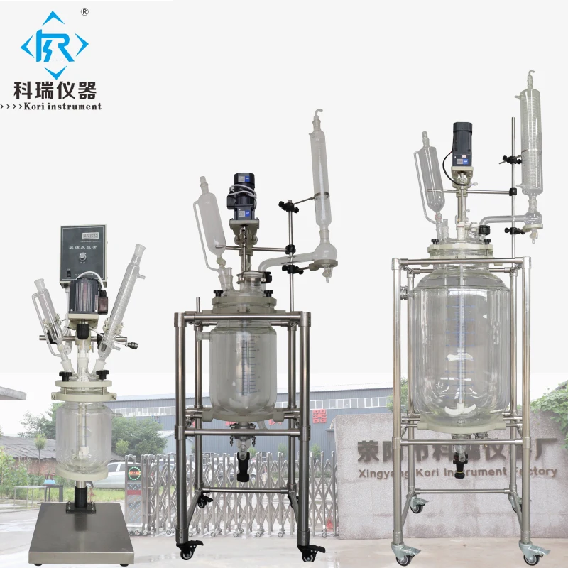 
 Стекло с двойными стенками реактор покрытый кожухом 1l 2l 3l 5l 10l 20l 30l 50l 100l 150l 200l (нагревательные охладительные)  