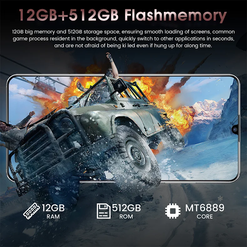 Смартфон 6,7 дюймов S21 U 5g 12 Гб + 512 ГБ 5800 мач покупок онлайн сотовый телефон Hd 1440x3200 24mp + 48mp Android мобильных телефонов
