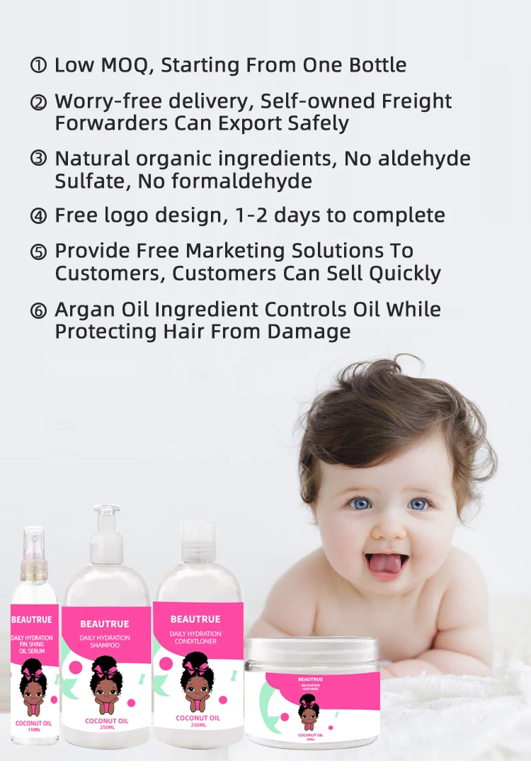 Private Label Kids Hair Care Kit Fruit Perfumed Hair Oil Shampoo And