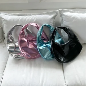 New Design High Quality Gloss Candy Color Sense PU Leather Handbag Underarm Hand Bag Trending Handbags