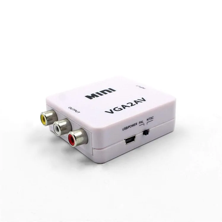 Automatically Detects and Converts 1080P VGA2AV Converter Adapter VGA to AV RCA Converter