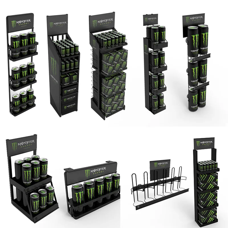 Metal Energy Can Drink Floor Display Rack - Powder Coated