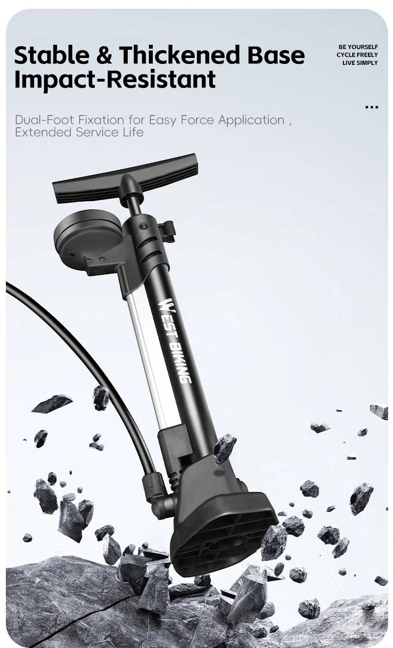 Manual Bicycle Pump With Digital Pressure Gauge And Valve Adapter_voghion.com