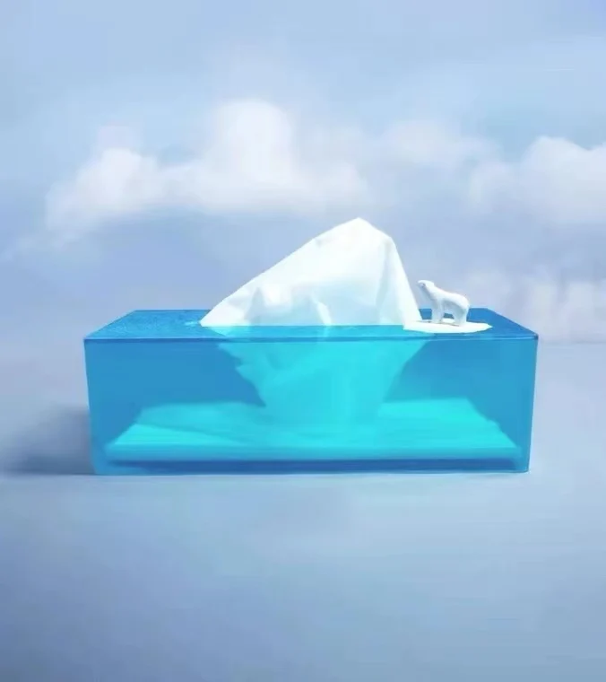 Qualy Tissue Box Tissues Holder Polar Bear Iceberg in White