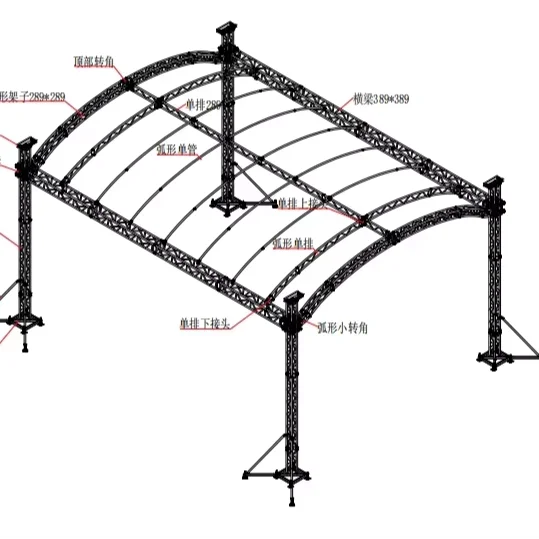 400*400mm Aluminum Roof Truss System Lighting Dj Equipment Aluminum Metal Span Canvas Pvc Canopy Arc Roof Truss