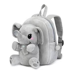 Custom Logo Cute 3D Cartoon Elephant Mini School Kids Animal Plush Backpack