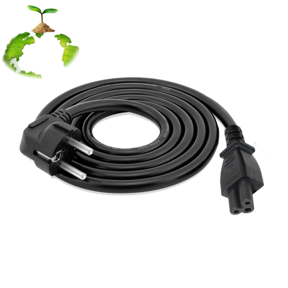 1M European Standard 15A Schuko Plug Vde Europe Euro 3 Pin Molded Male Eu Iec C5 Ac Power Cord