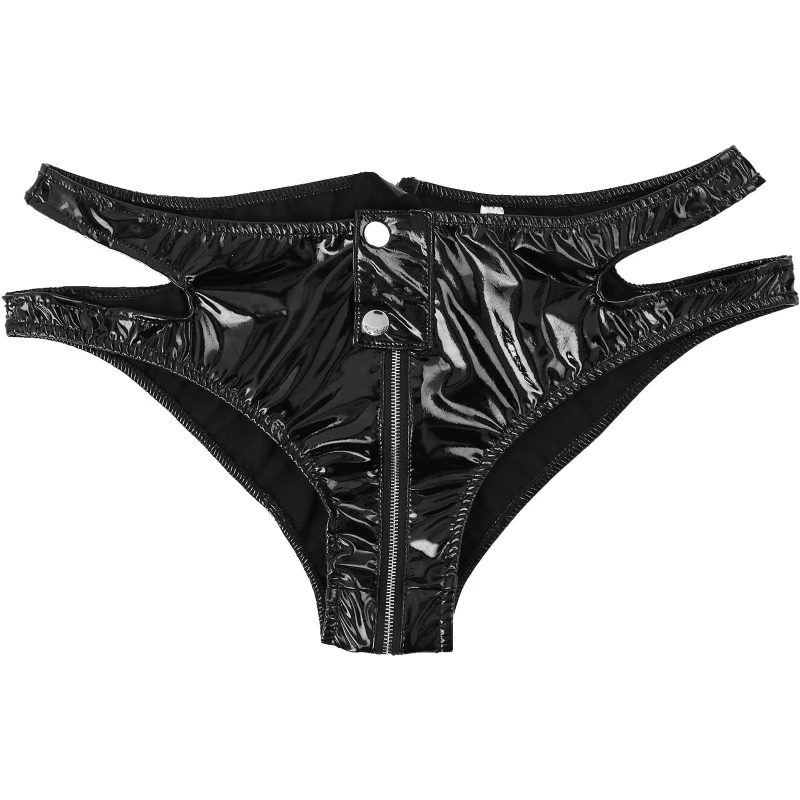 Cheap Latex Moto Clubwear Panties Womens Zipper Crotch Hot Pants Booty ...