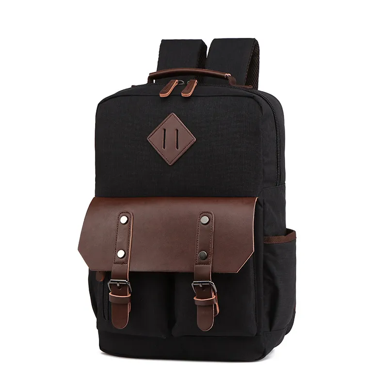 canvas simple style backpack school bag men laptop backpack