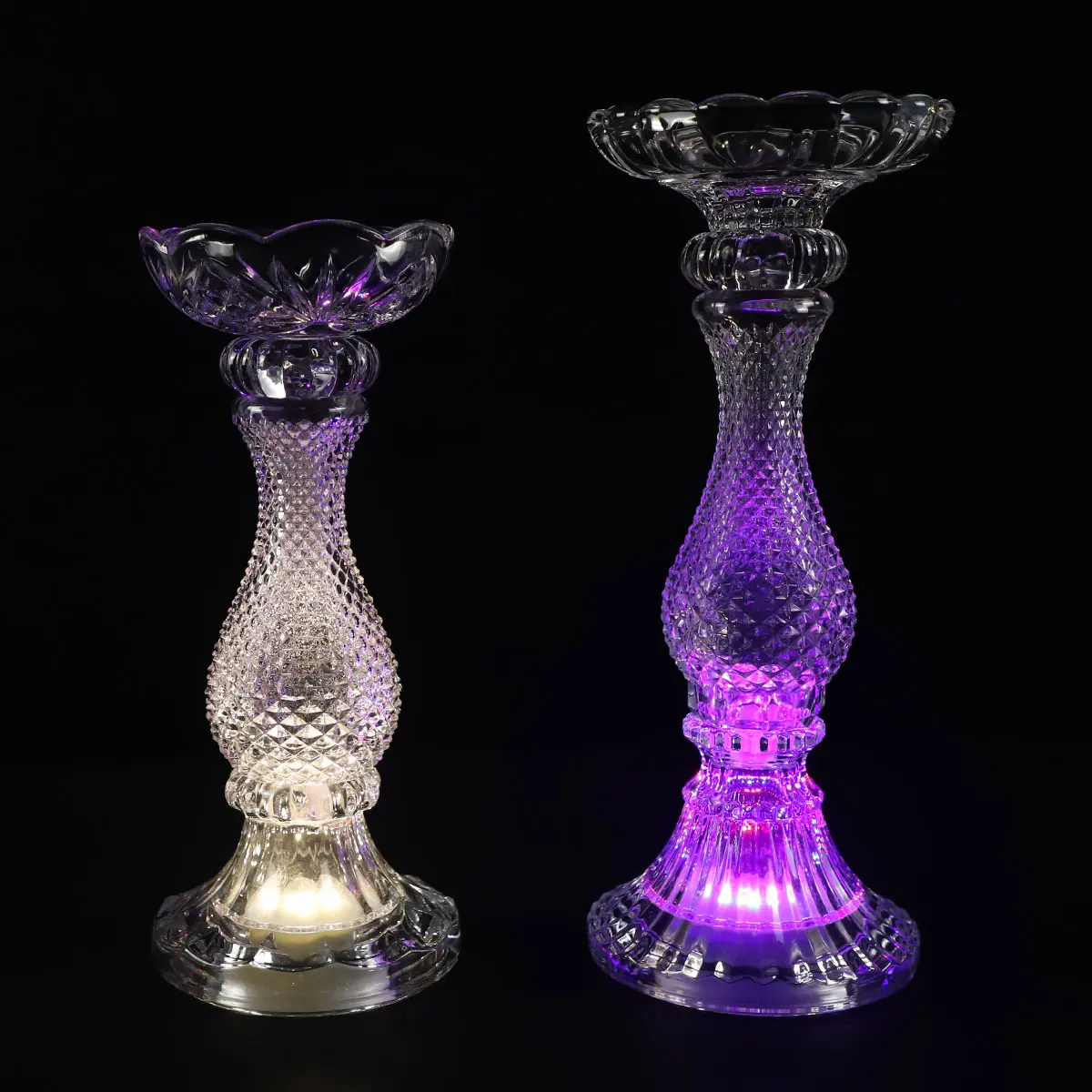 Wholesale Luxury Custom Crystal Glass Candle Stick Holder Long Stem Glass Candle Holders manufacture