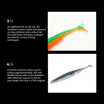 Cheery Crappie Fishing Lure Multi-section PVC Lure Artificial SINGKING Soft Bait T-Tail Perch Dogfish 12cm/9.9g 5PCS Without Hoo – Soft Lure – view 5