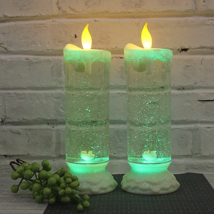 Christmas Color Changing Battery Operated Swirl Glitter LED Candle