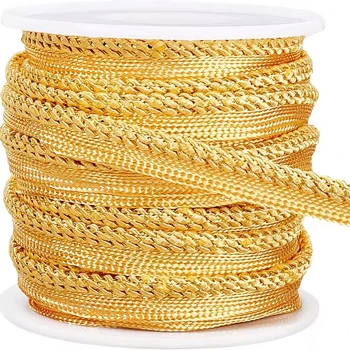 Gold Cord-edge Piping Trim Gold Flat Filigree Ribbon Braid for Dress Costume Sewing Home Textile Decoration