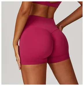 Tight Yoga Shorts Women's High Waist Hip-lifting Tummy Control Solid Spandex/Nylon Sports Outer Wear Running Fitness BDK8047