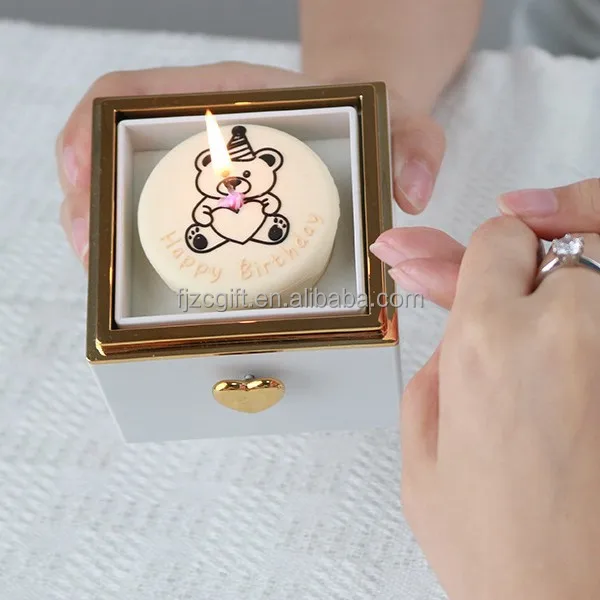 New Style Magical Little Bear Ring Cake Box Handmade Square Self-Reversing Jewelry Box for Mother's Valentine's Day Surprise