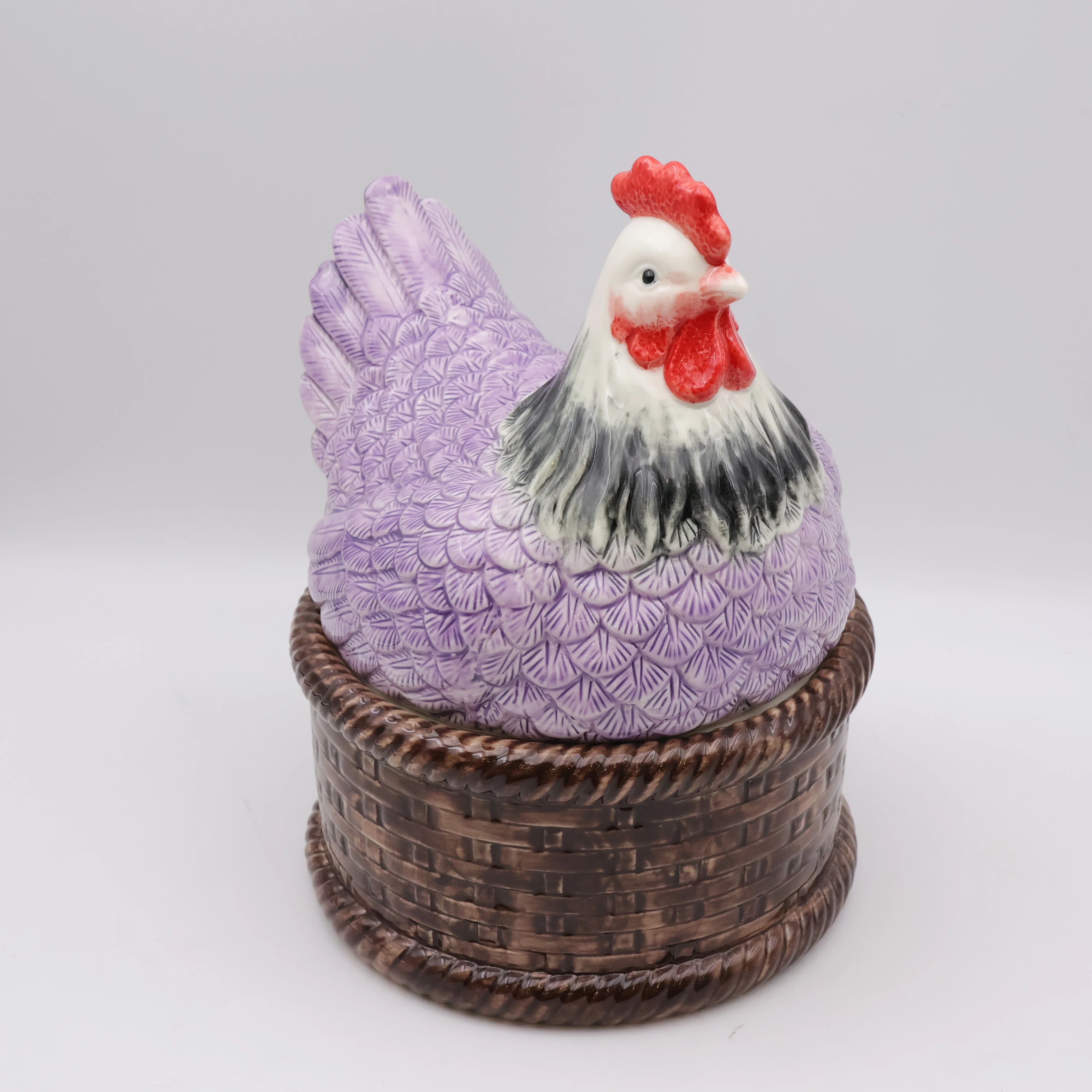 Custom Handmade Porcelain Kitchen Cocoa Cookie Candy Cereal Jar Ceramic Lifelike Chicken Hen Rooster Animal Storage Cookie Jars